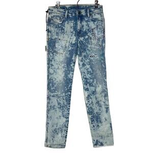 Ksubi High Times Distressed Mottled Jeans Blue Women's 25 NWT W112003HIT Patches